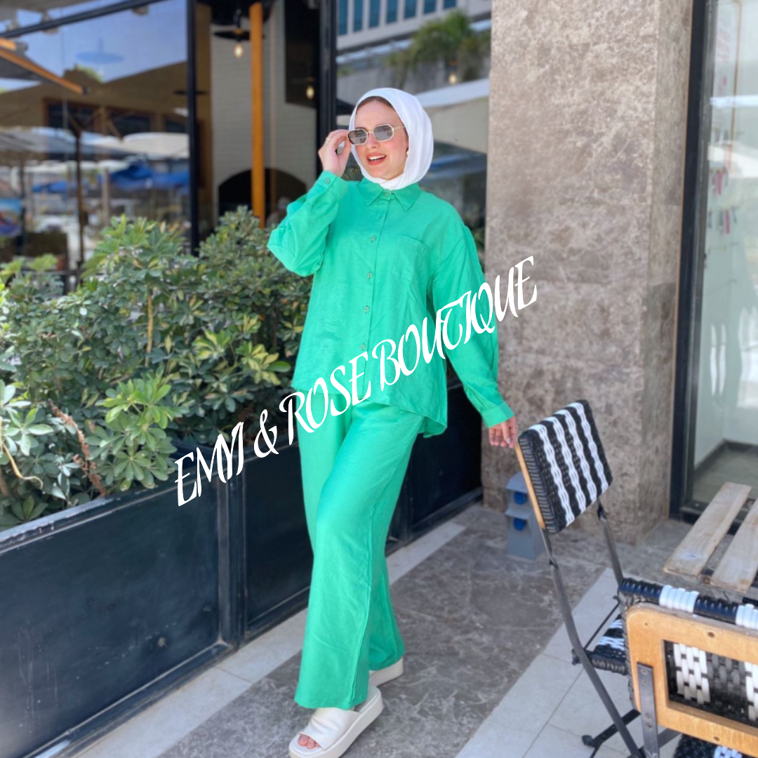 Co-ord Linen Set Shirt and Trouser - EMY & ROSE Boutique