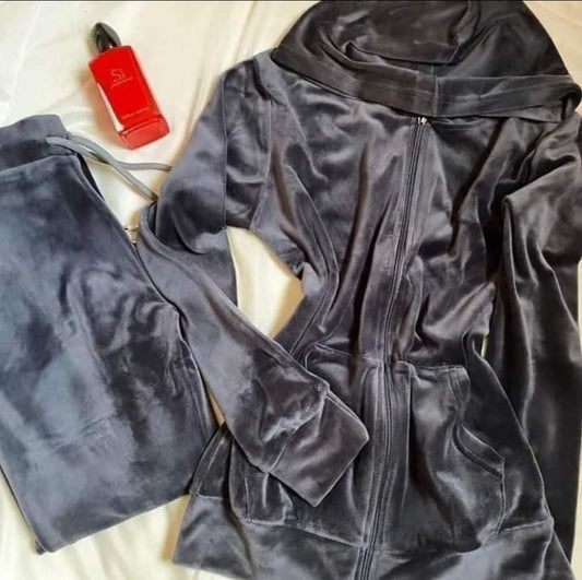 Home Wear - Night Wear - Velvet Set- 2 pieces with Hoodie