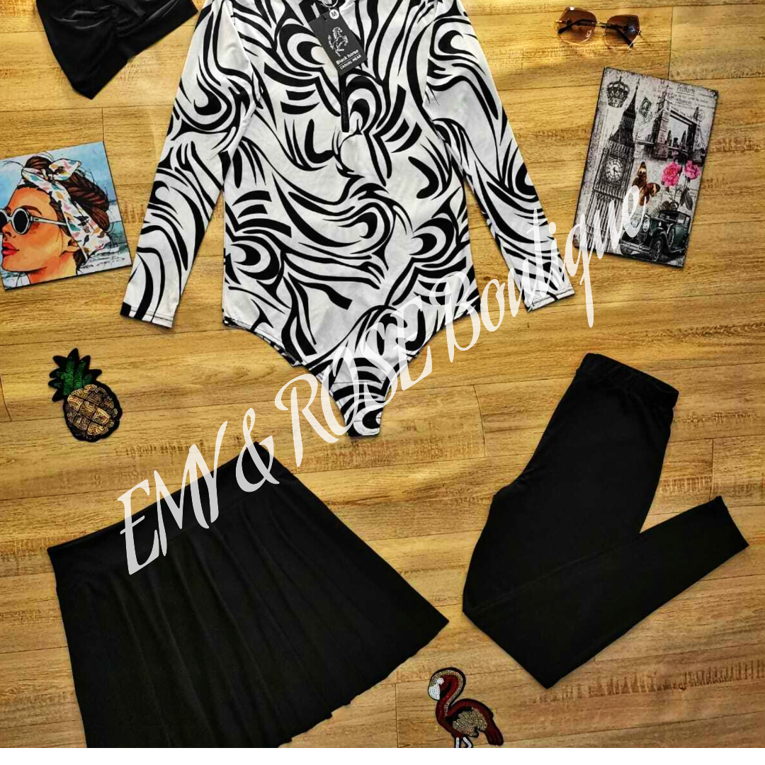 Monochrome Burkini - EMY & ROSE Boutique