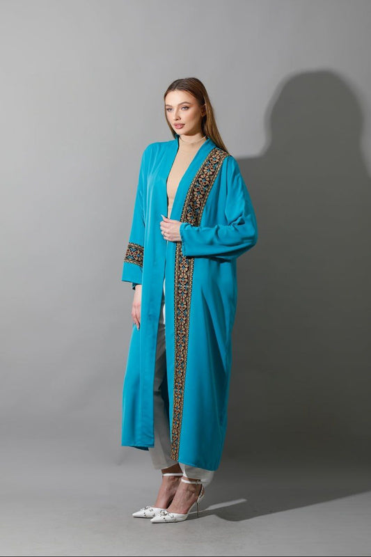 CBH - Oversized - Long Kaftan Turquoise with Gold Accessories
