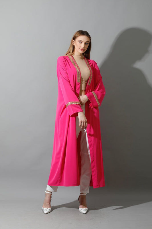CBH - Oversized - Long Kaftan -  pInk with Gold Accessories