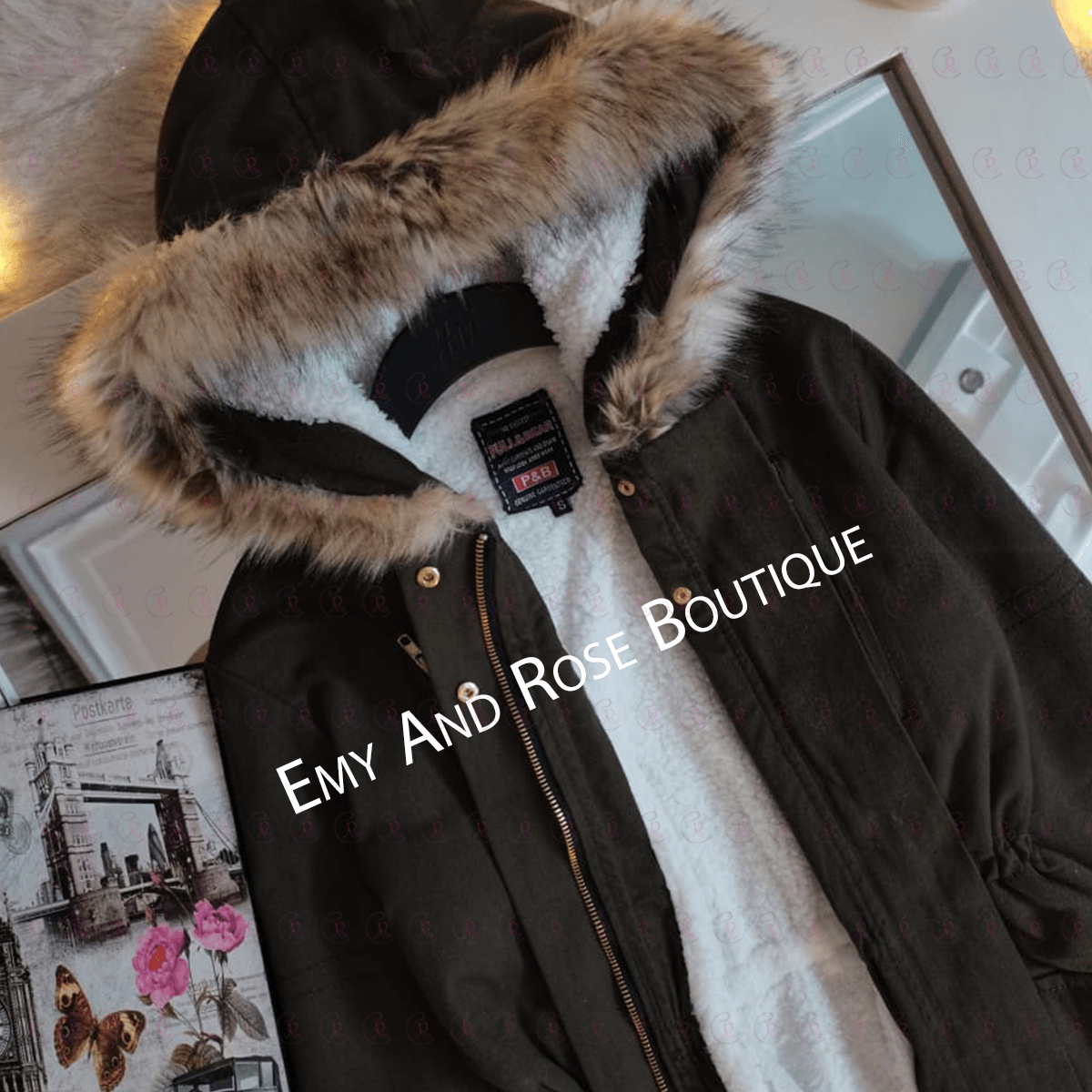 Gabardine Jacket Line with Fur - EMY & ROSE Boutique