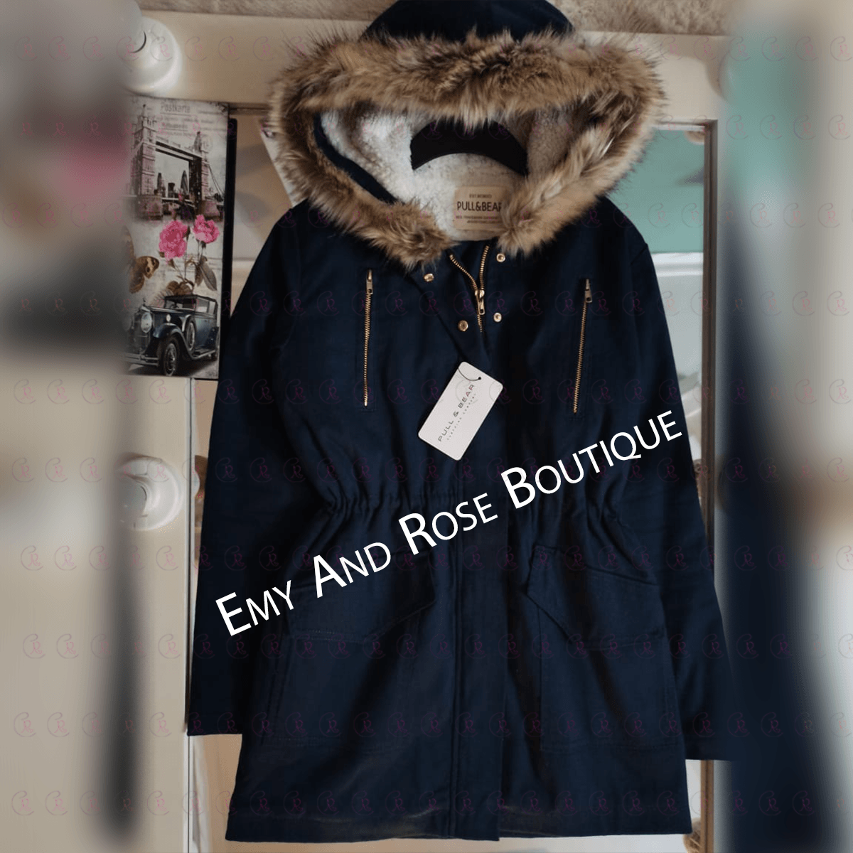 Gabardine Jacket Line with Fur - EMY & ROSE Boutique