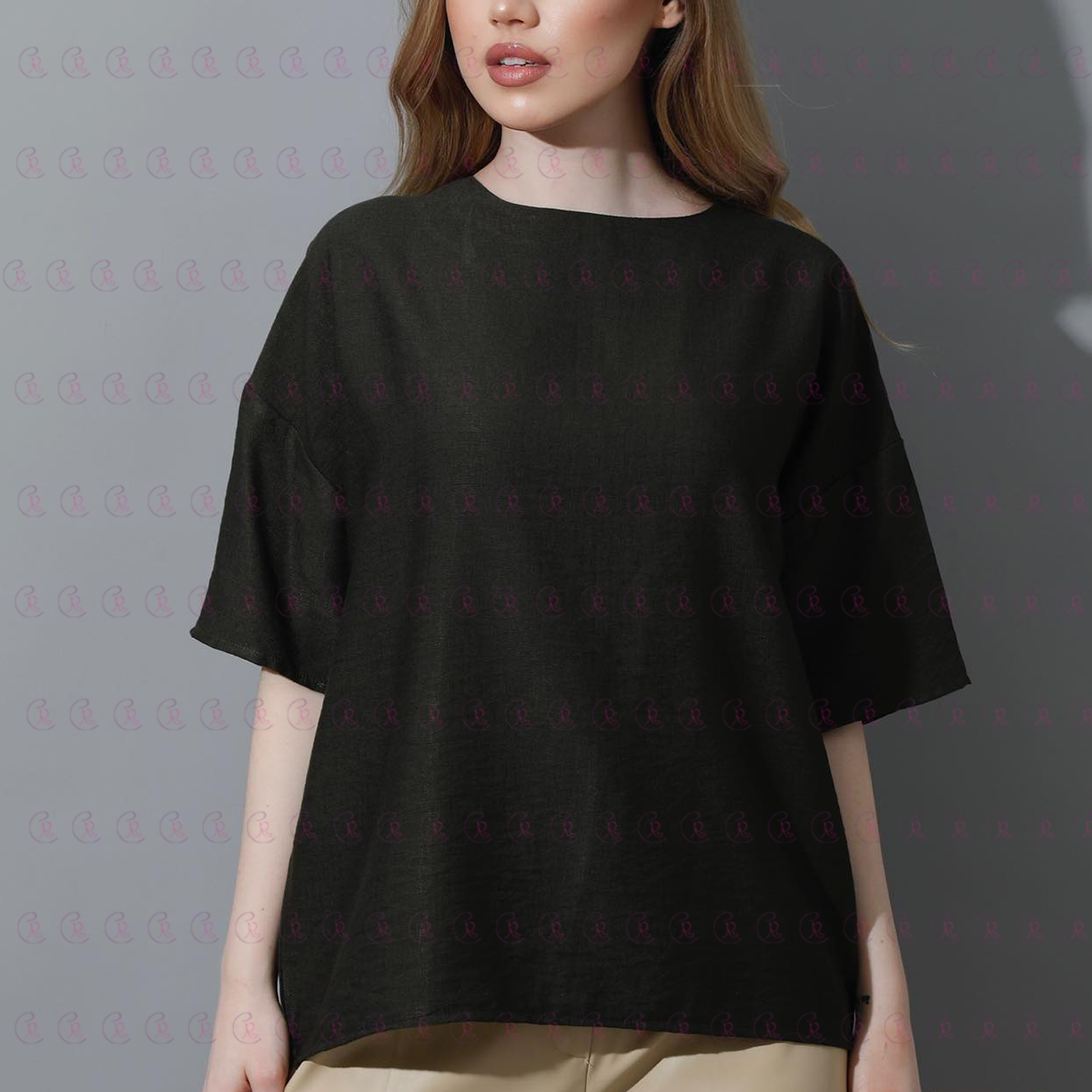 Short Sleeve Lenin Oversized Top - EMY & ROSE Boutique