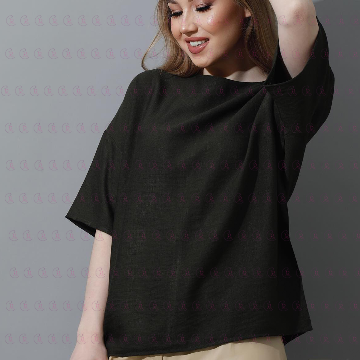Short Sleeve Lenin Oversized Top - EMY & ROSE Boutique