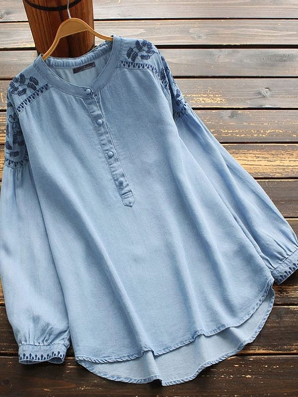 Embroidered Linen Blouse - EMY & ROSE Boutique
