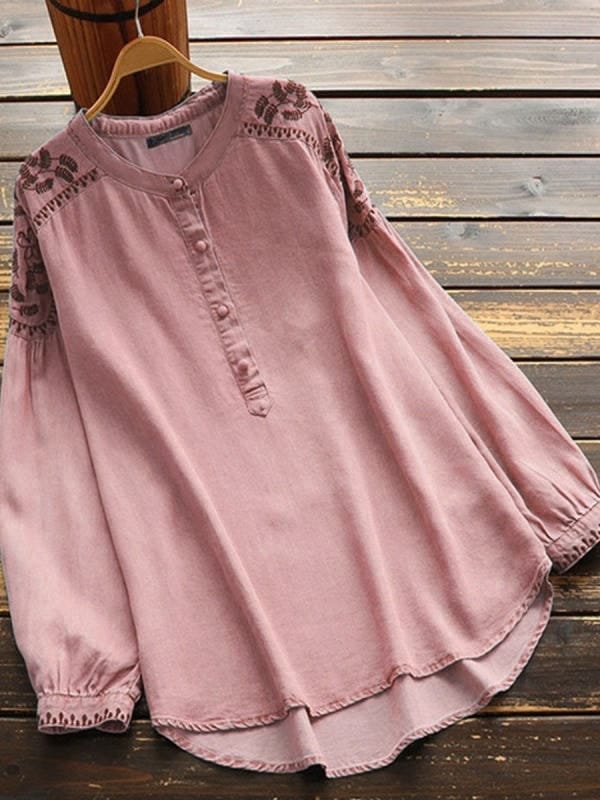 Embroidered Linen Blouse - EMY & ROSE Boutique