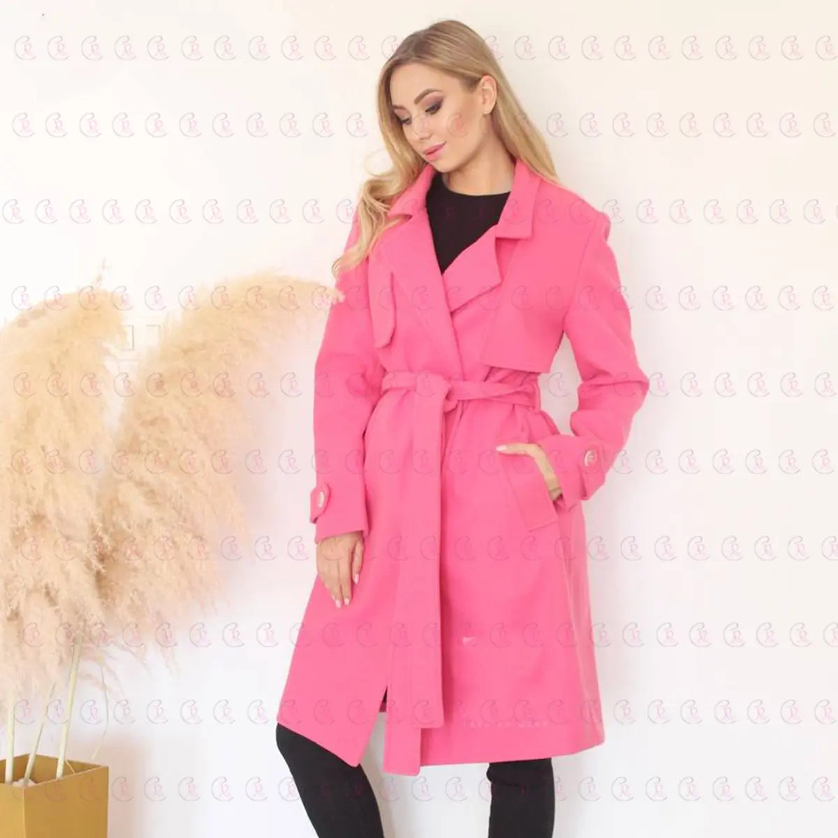 Simple Pink Coat with Belt - EMY & ROSE Boutique