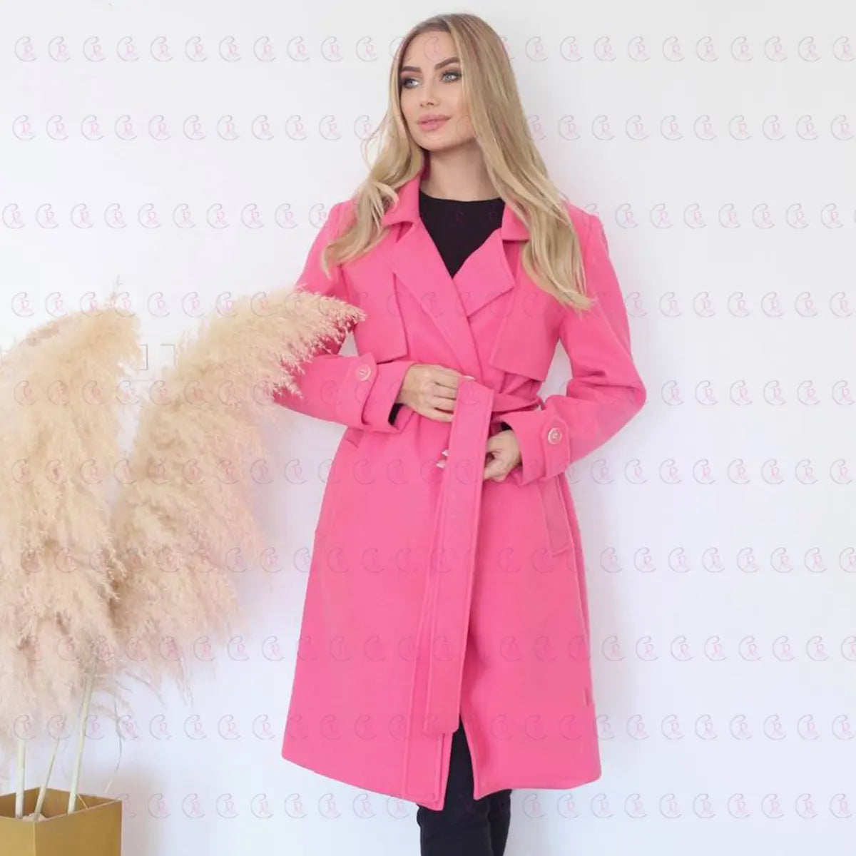 Simple Pink Coat with Belt - EMY & ROSE Boutique