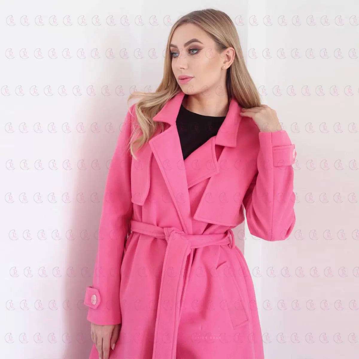 Simple Pink Coat with Belt - EMY & ROSE Boutique