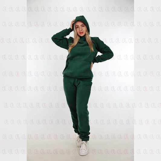 Green Forest Hoodie Cotton Tracksuit Heavy Milton - Padded - EMY & ROSE Boutique