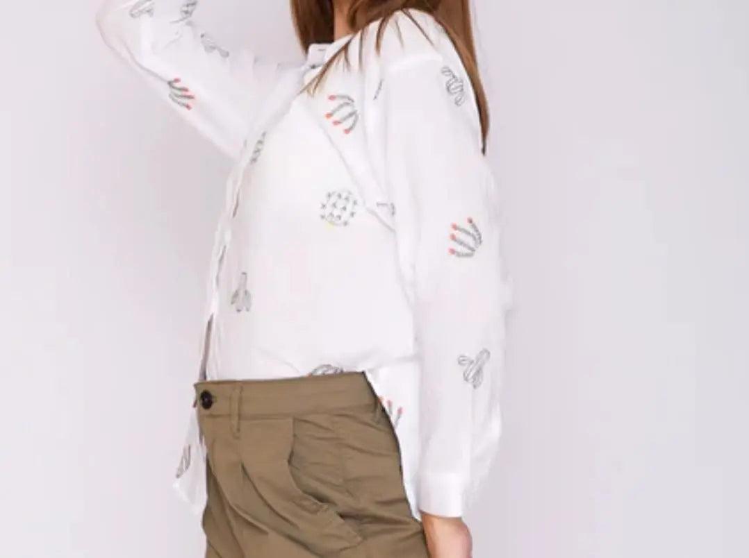 Cactus White Shirt - EMY & ROSE Boutique