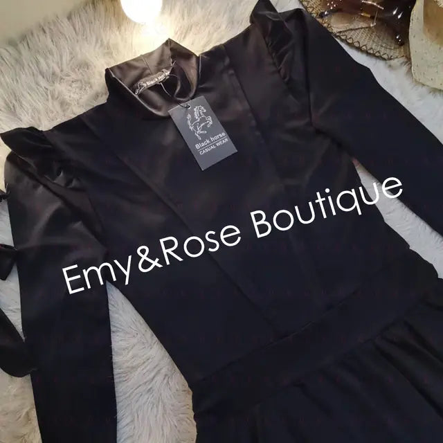 Solid Black Dress Swimsuit - EMY & ROSE Boutique