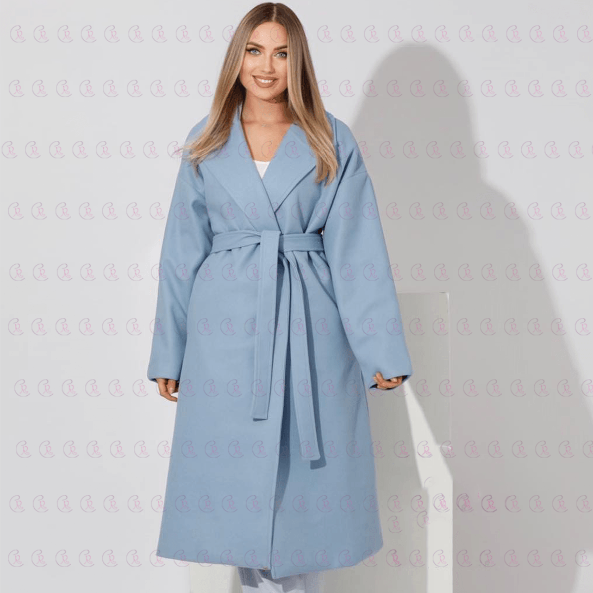 Long Light Steel Blue Coat - EMY & ROSE Boutique