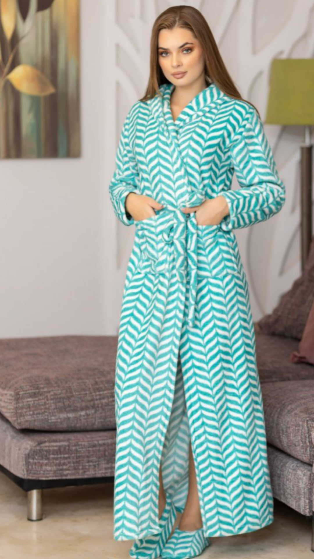 طقم ملابس منزلية مخملي - 6 قطع - 2 لون