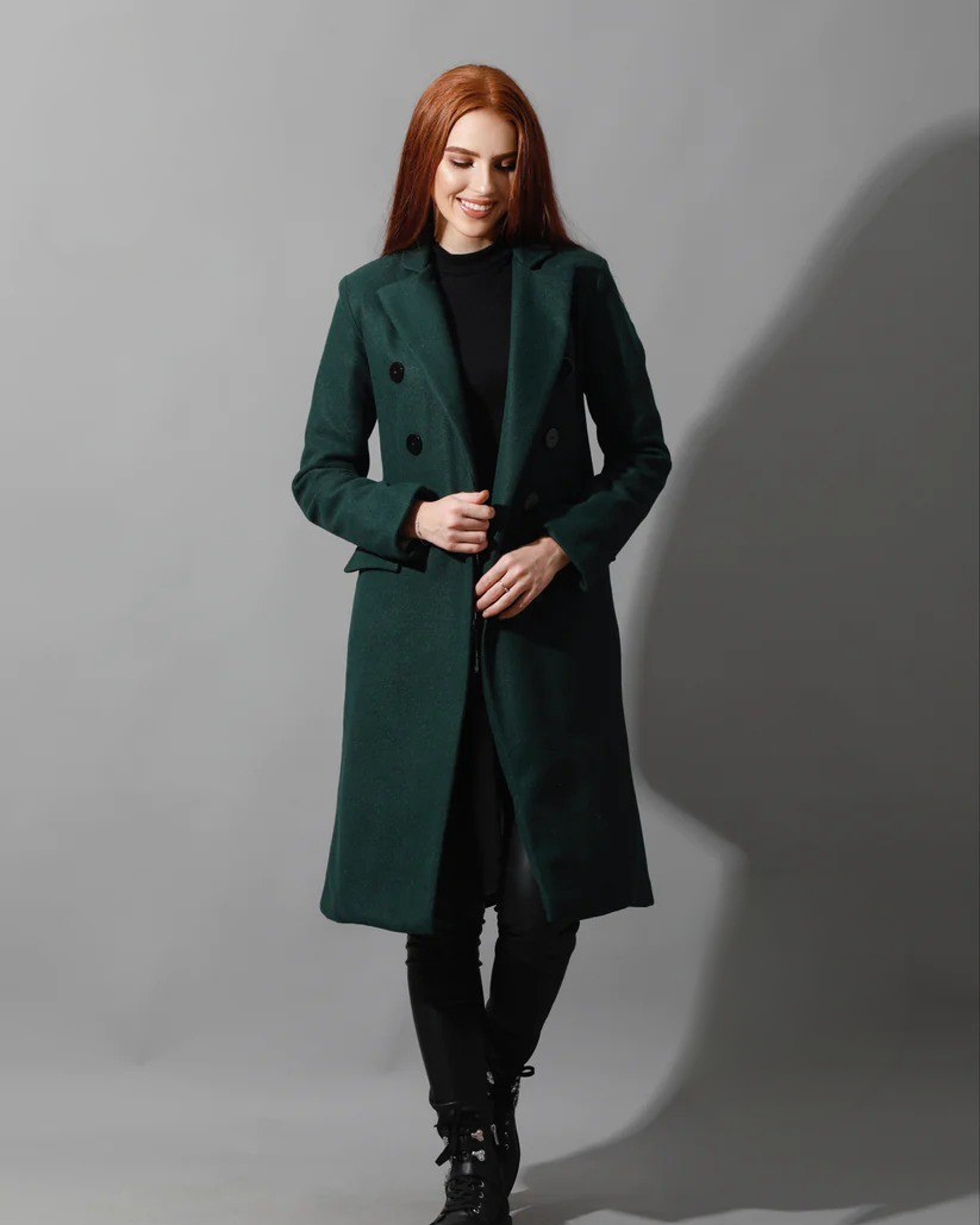 Open Front Coat - Forest Green