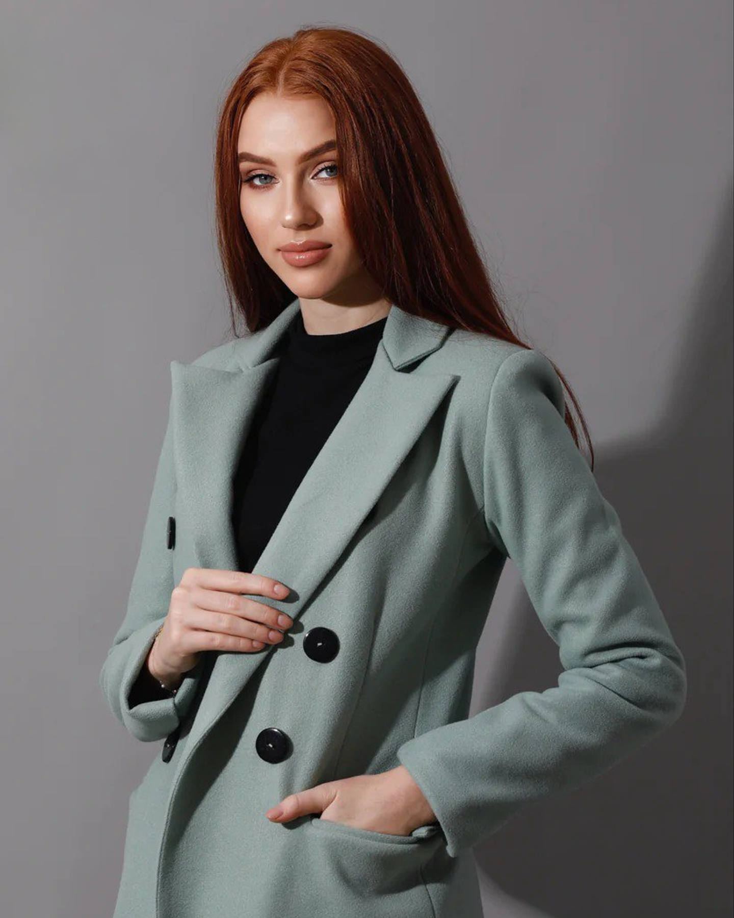 Open Front Coat - Mint Green