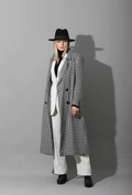 Oversized Double Breast Tweed Coat -  Black & White