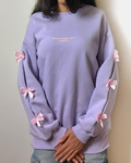 Coquette Lavender Bow-Accent Sweatshirt | Soft Sponge-Lined Cotton