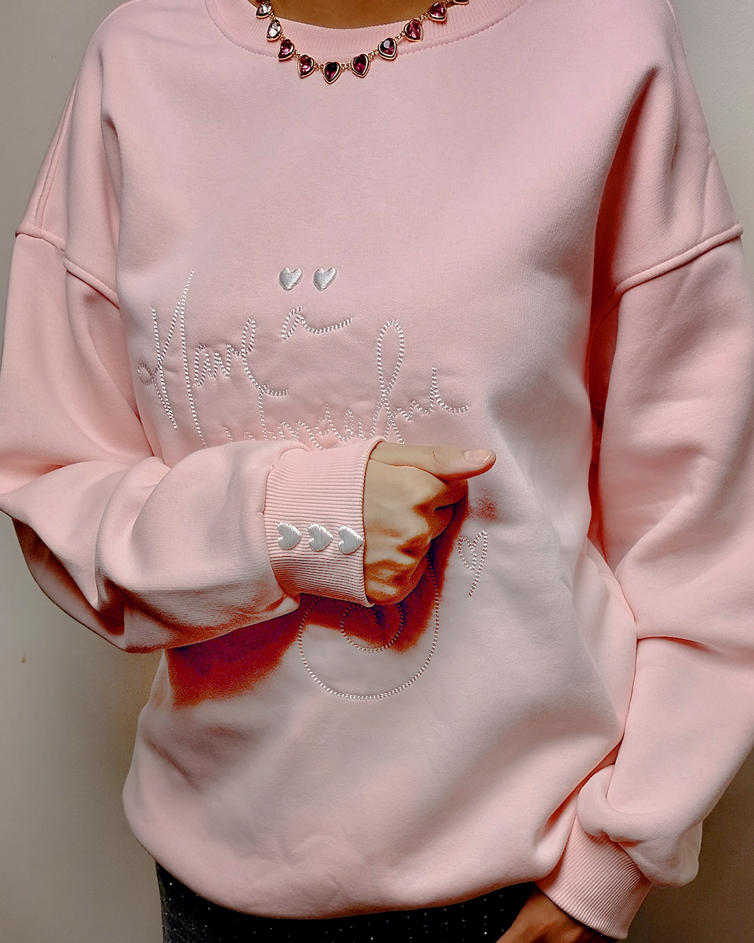 Cotton - oversized sweatshirt - Embroidered Front - long sleeves
