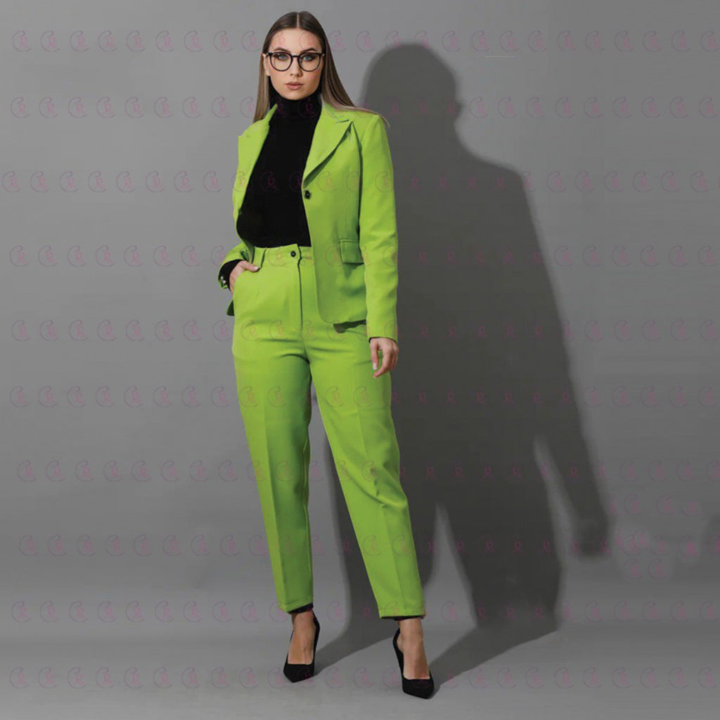 Women Slim Fit Formal Pant Suit Single Breasted - EMY & ROSE Boutique