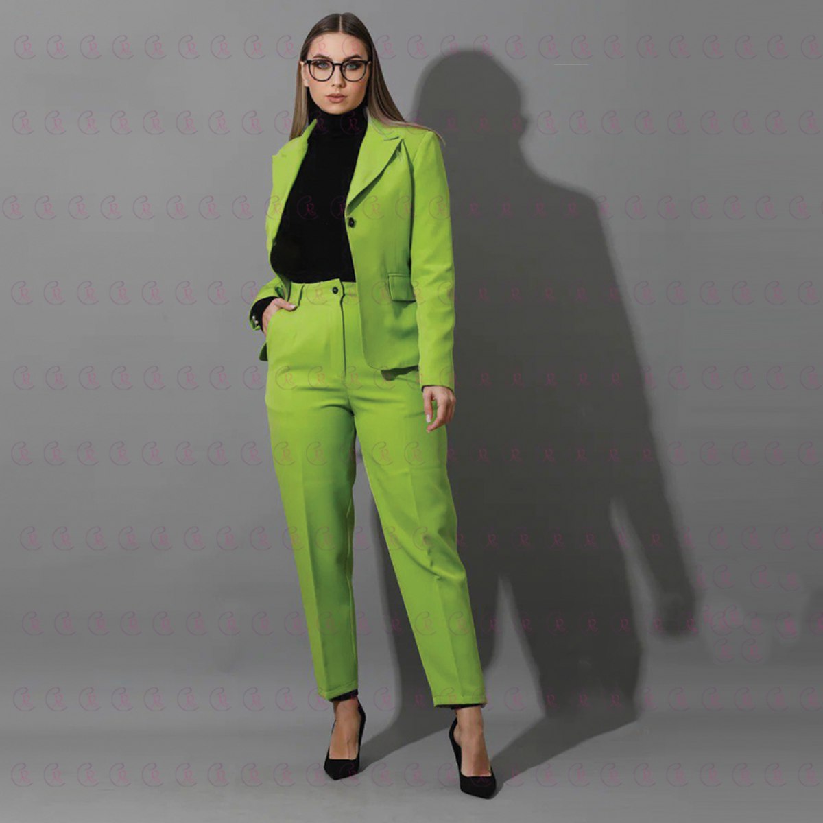 Women Slim Fit Formal Pant Suit Single Breasted - EMY & ROSE Boutique