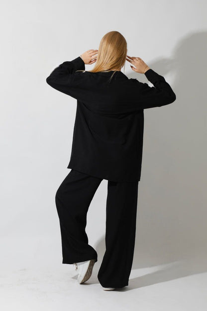 Spanish Linen - Relaxed Fit Black Set Shirt + Pants