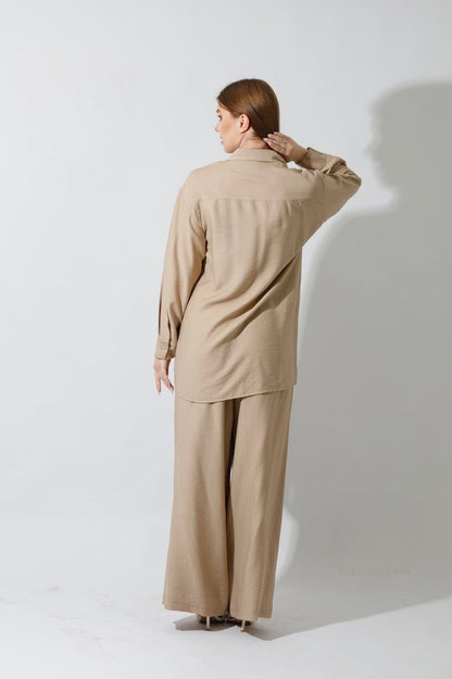 Spanish Linen - Relaxed Fit Beige Set Shirt + Pants