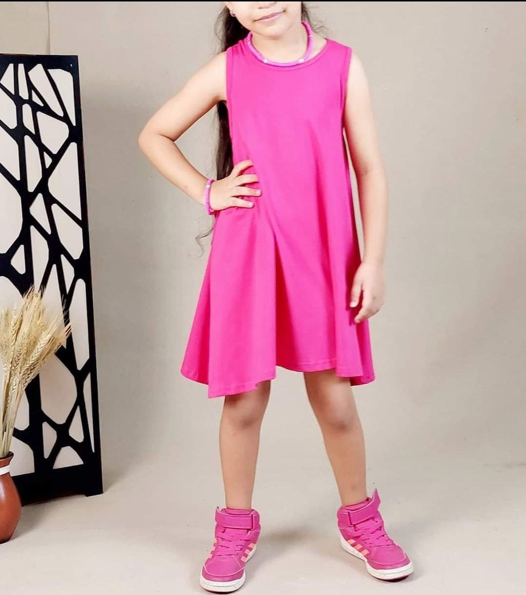 Girls Solid Cross Back Dress Sleeveless - EMY & ROSE Boutique
