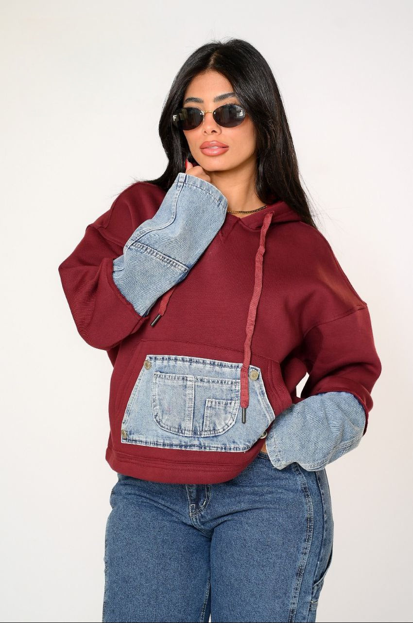 Hoodie with denim
