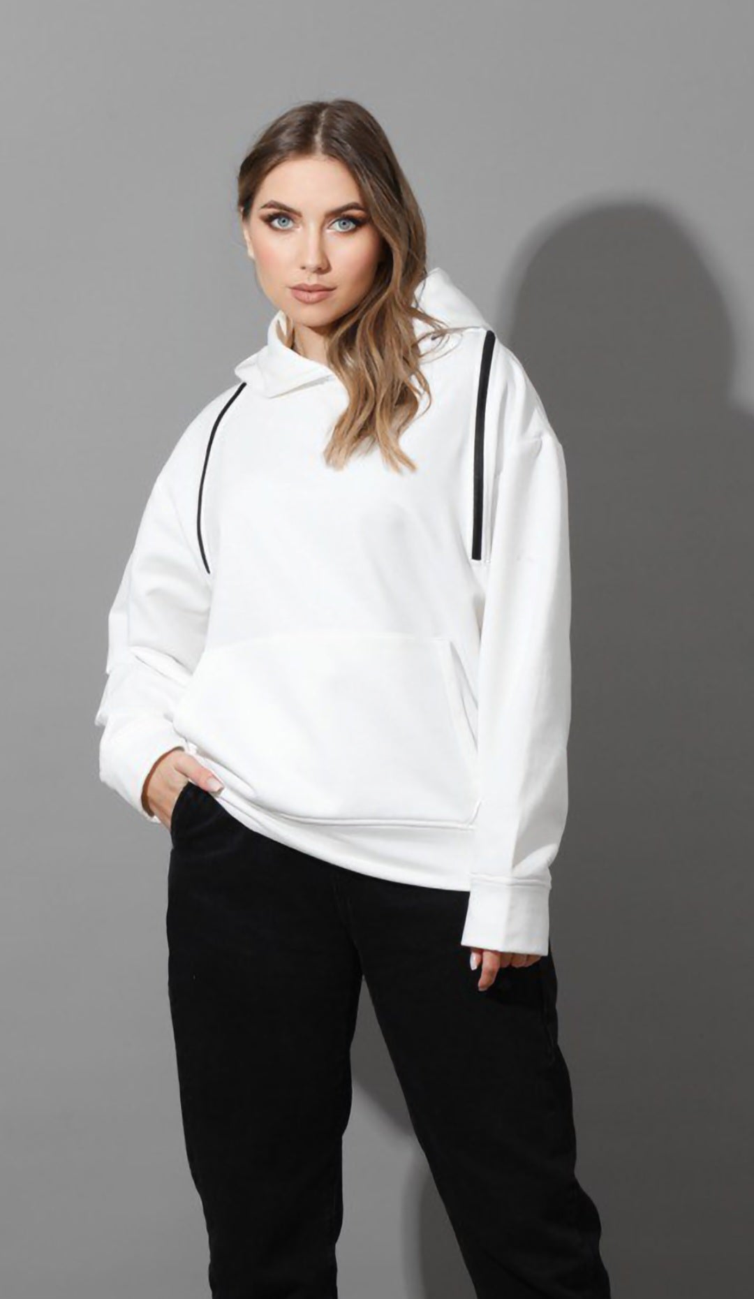 Sweet-shirt Milton Long Sleeves Zipped Oversized Hoodie