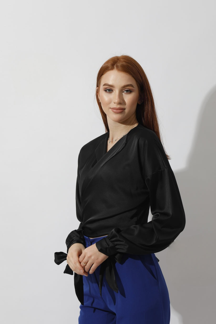 Regular Fit - Satin Blouse - Wrap Style
