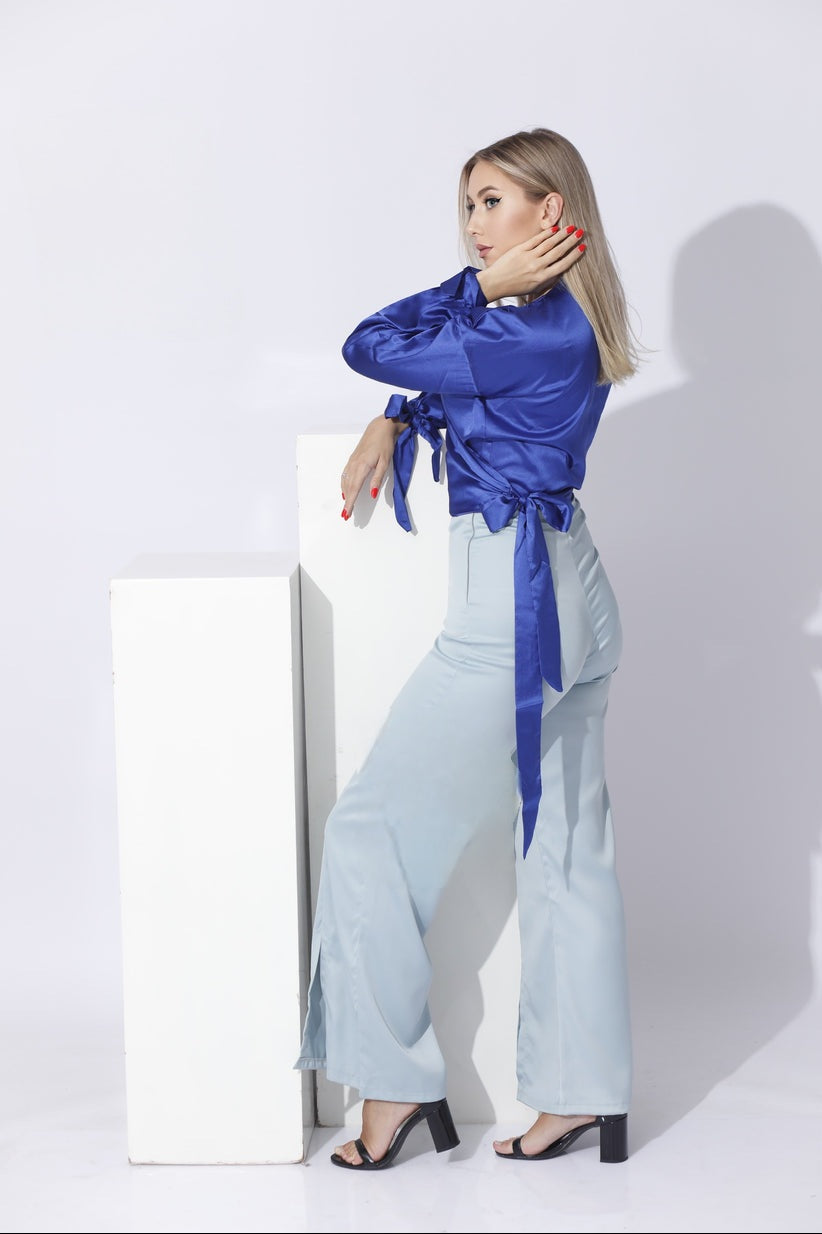 Regular Fit - Satin Blouse - Wrap Style