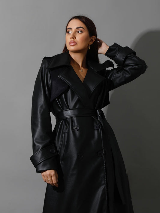 Black Leather Trench