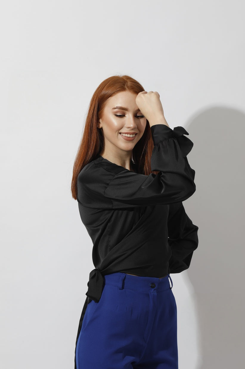 Regular Fit - Satin Blouse - Wrap Style