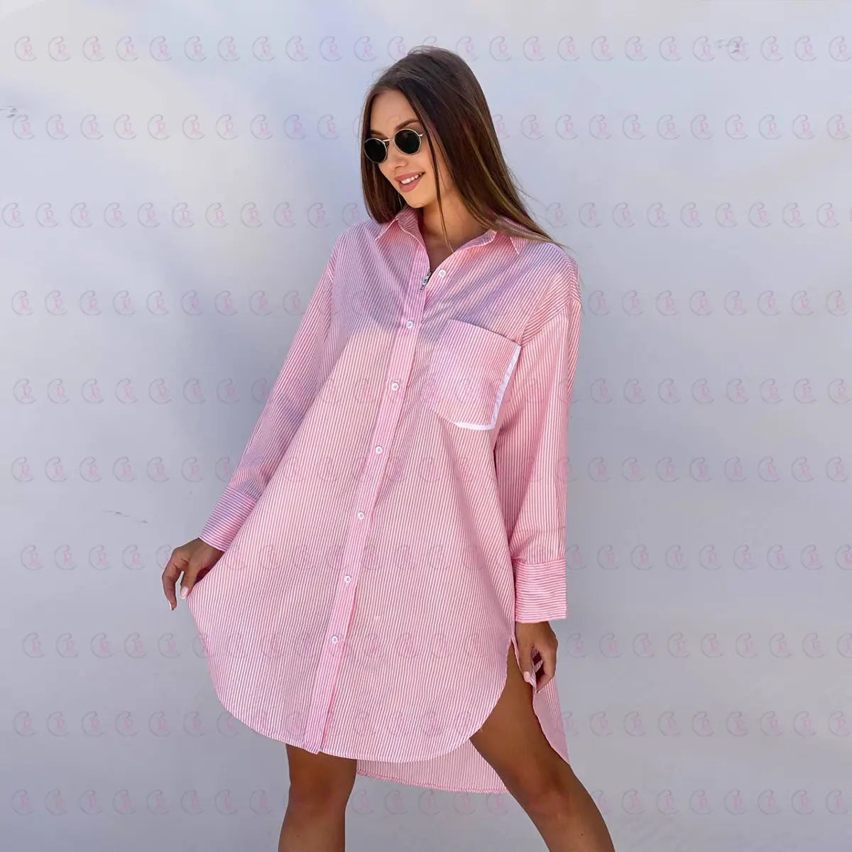 striped Knee Shirt - Dress Shirt - EMY & ROSE Boutique 