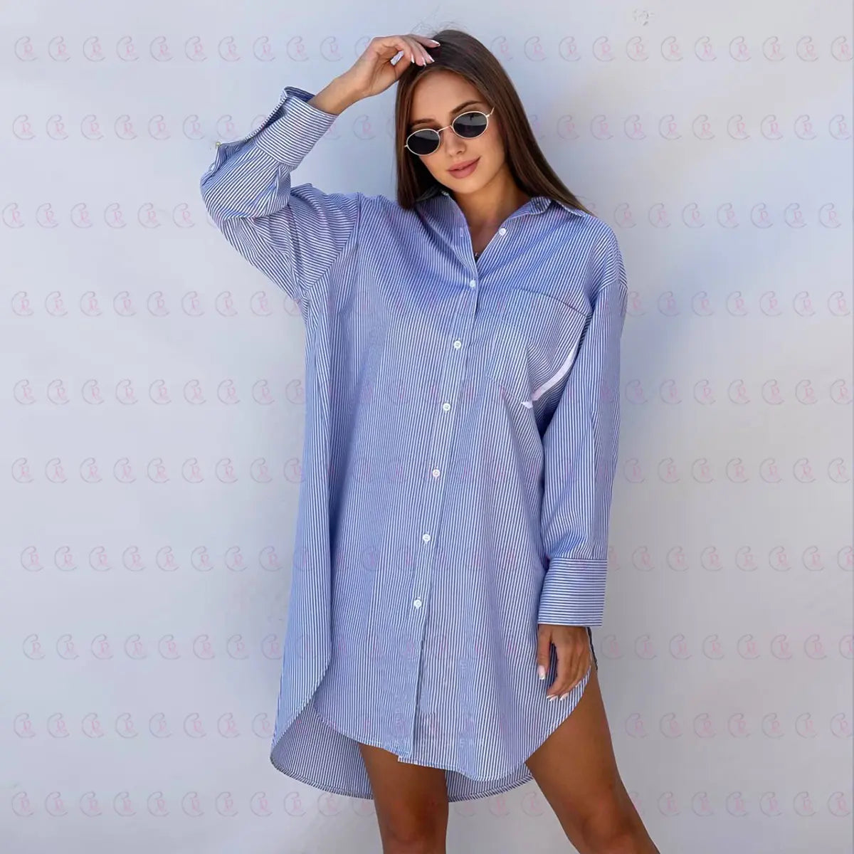 striped Knee Shirt - Dress Shirt - EMY & ROSE Boutique 