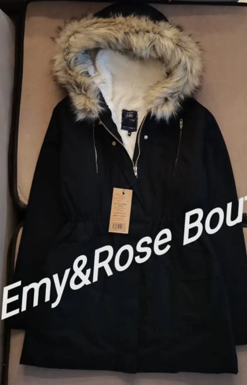 Gabardine Jacket Line with Fur - EMY & ROSE Boutique 
