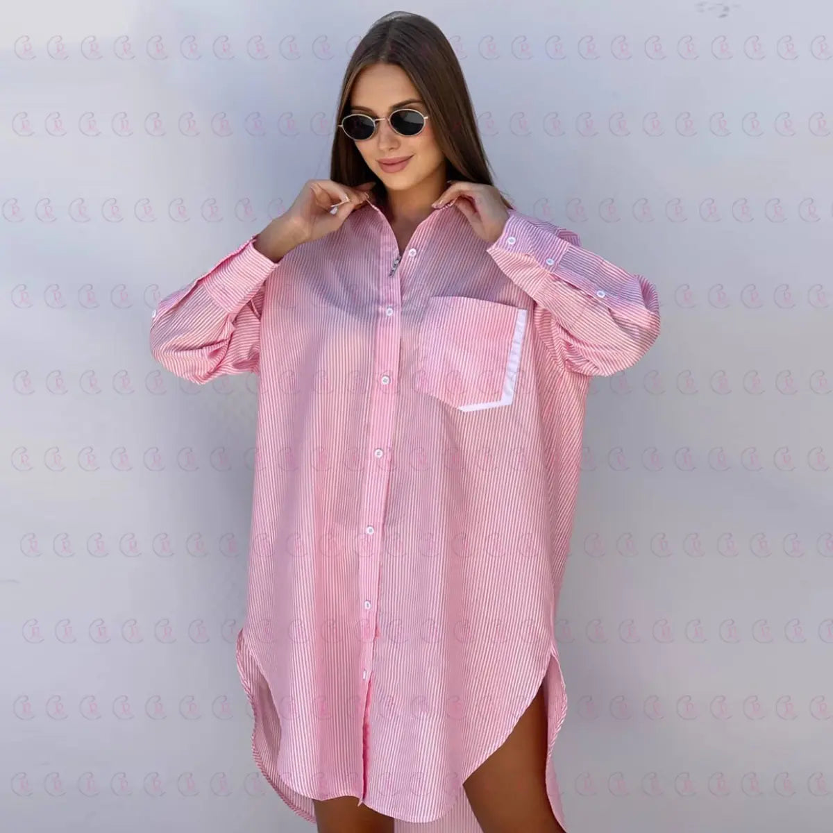 striped Knee Shirt - Dress Shirt - EMY & ROSE Boutique 