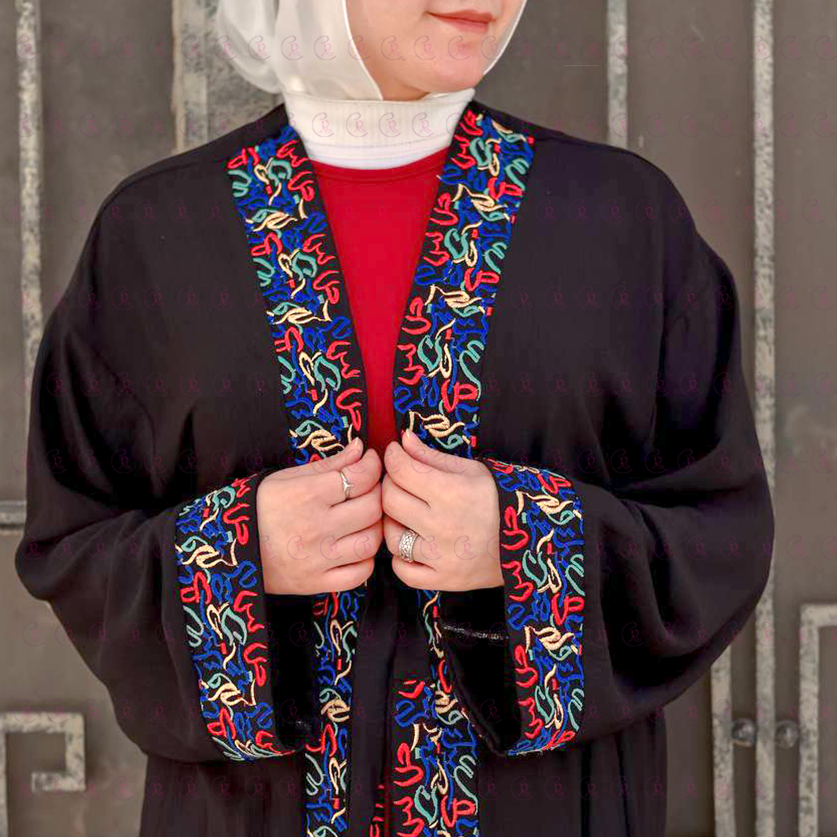 Cardigan Embroidered With Arabic Letters - EMY & ROSE Boutique