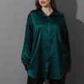Knee Satin Oversized Shirt - Long Sleeves - Long Shirt - EMY & ROSE Boutique